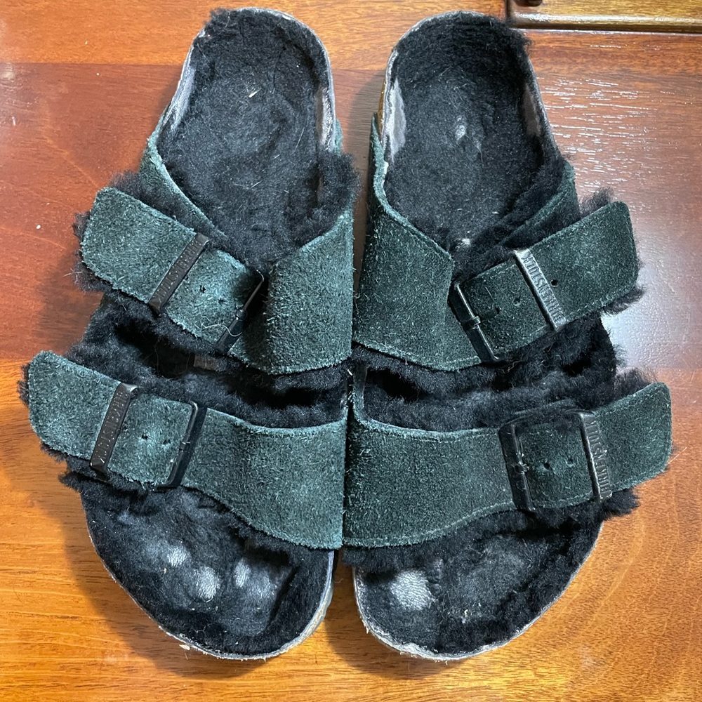 Fuzzy lined Birkenstocks.